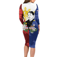 Philippines Rizal Day Long Sleeve Bodycon Dress Filipino Sampaguita Grunge Style - Polynesian Pride