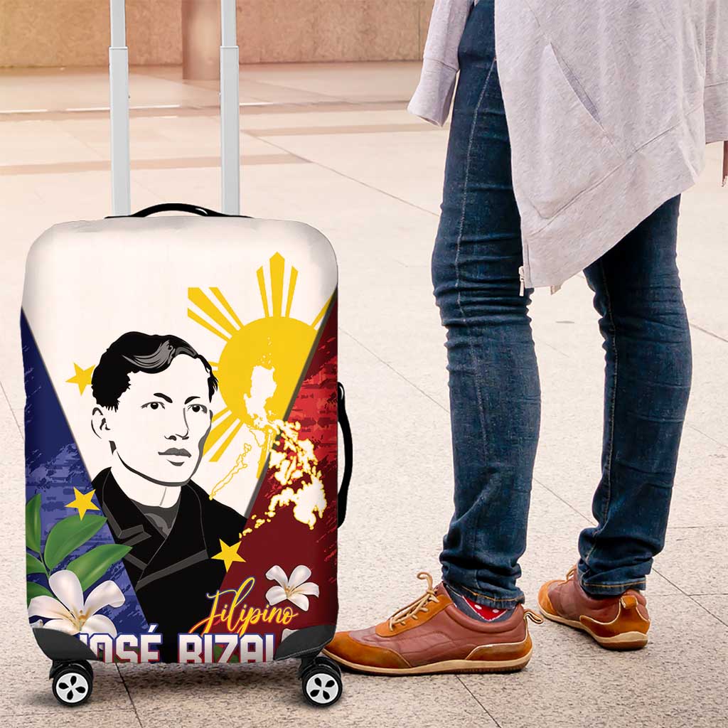Philippines Rizal Day Luggage Cover Filipino Sampaguita Grunge Style LT14 Blue - Polynesian Pride