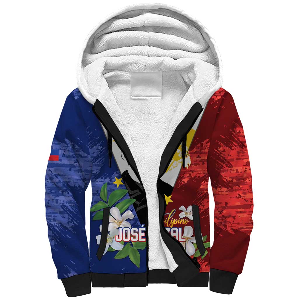 Philippines Rizal Day Sherpa Hoodie Filipino Sampaguita Grunge Style LT14 Unisex Blue - Polynesian Pride