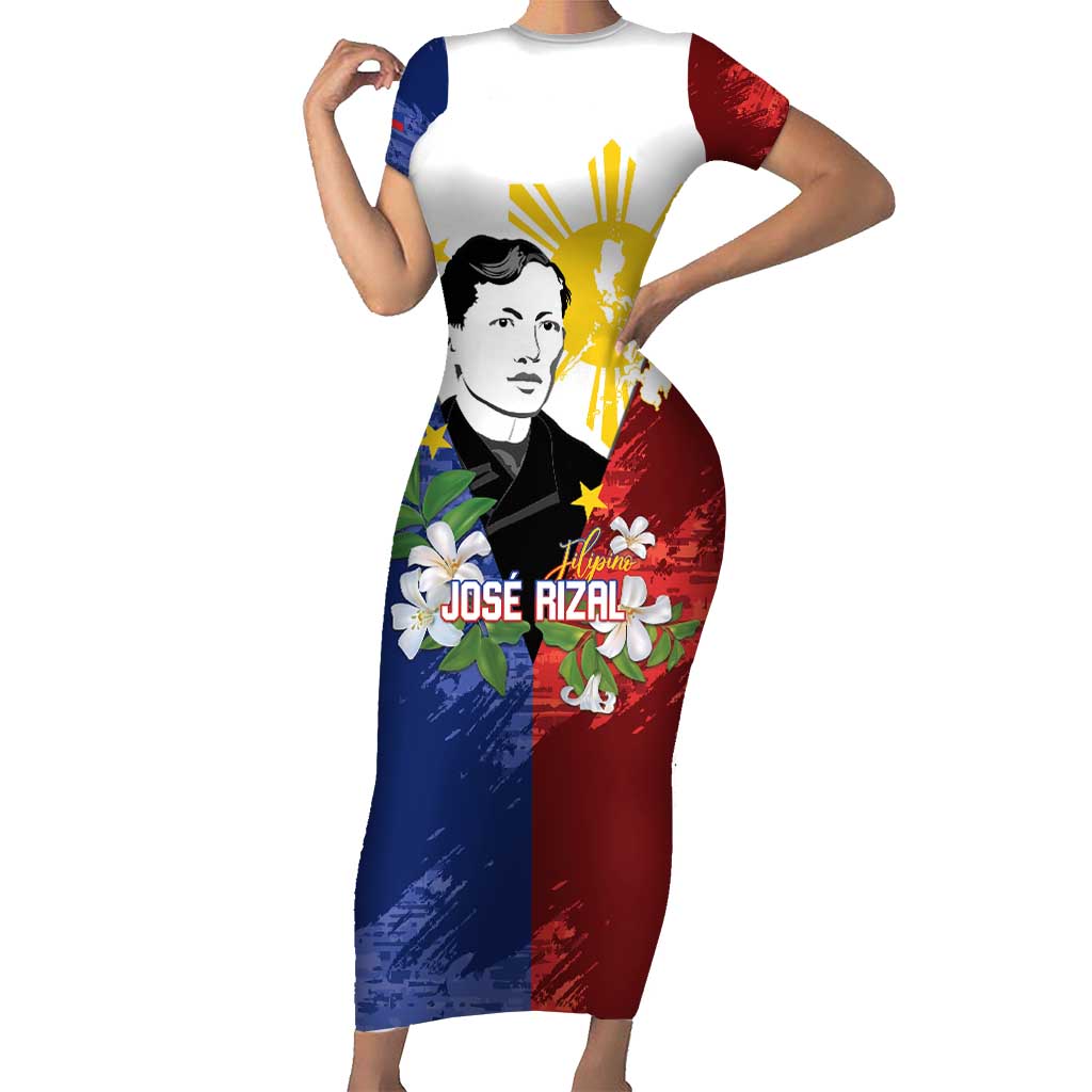 Philippines Rizal Day Short Sleeve Bodycon Dress Filipino Sampaguita Grunge  Style