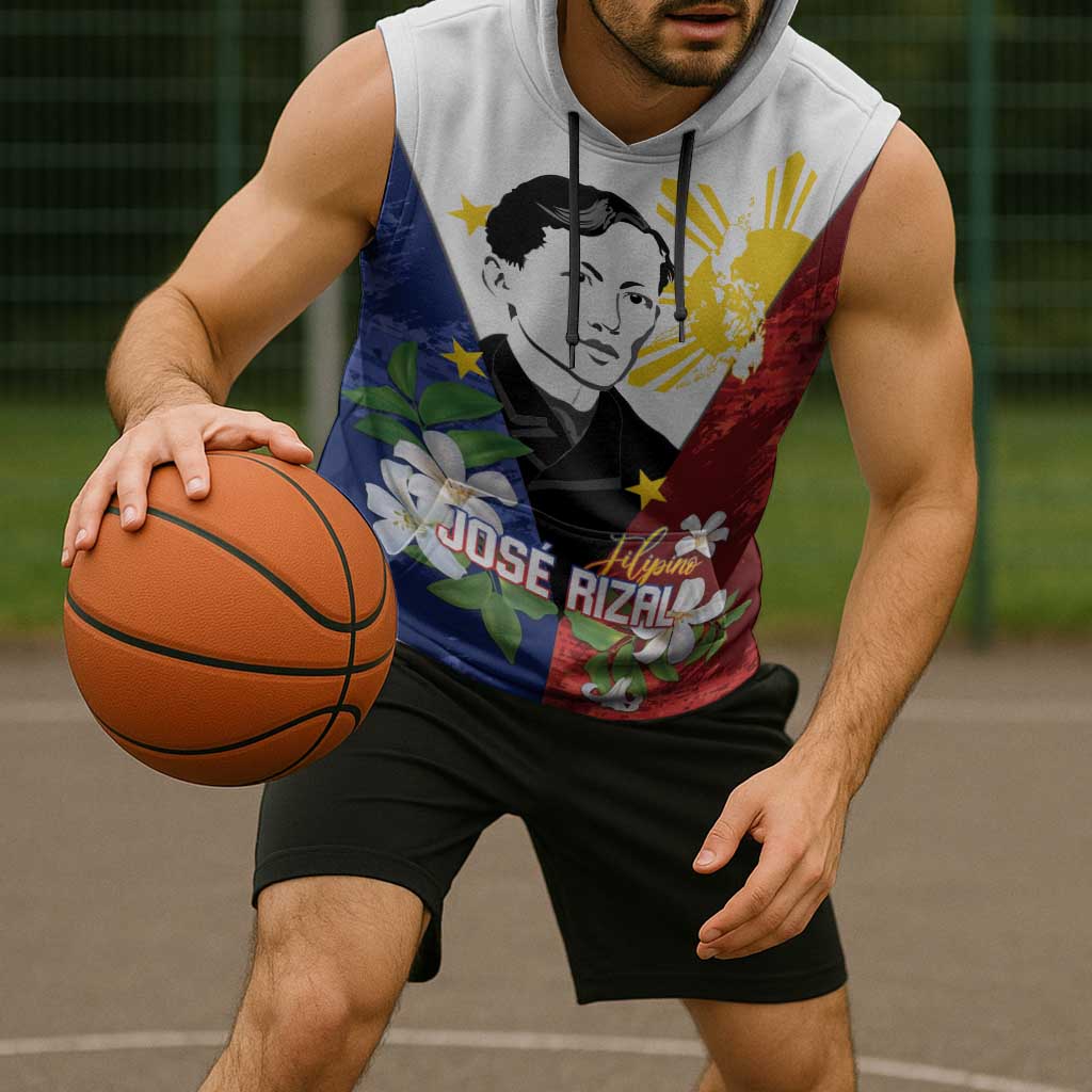 Philippines Rizal Day Sleeveless Hoodie Filipino Sampaguita Grunge Style - Polynesian Pride