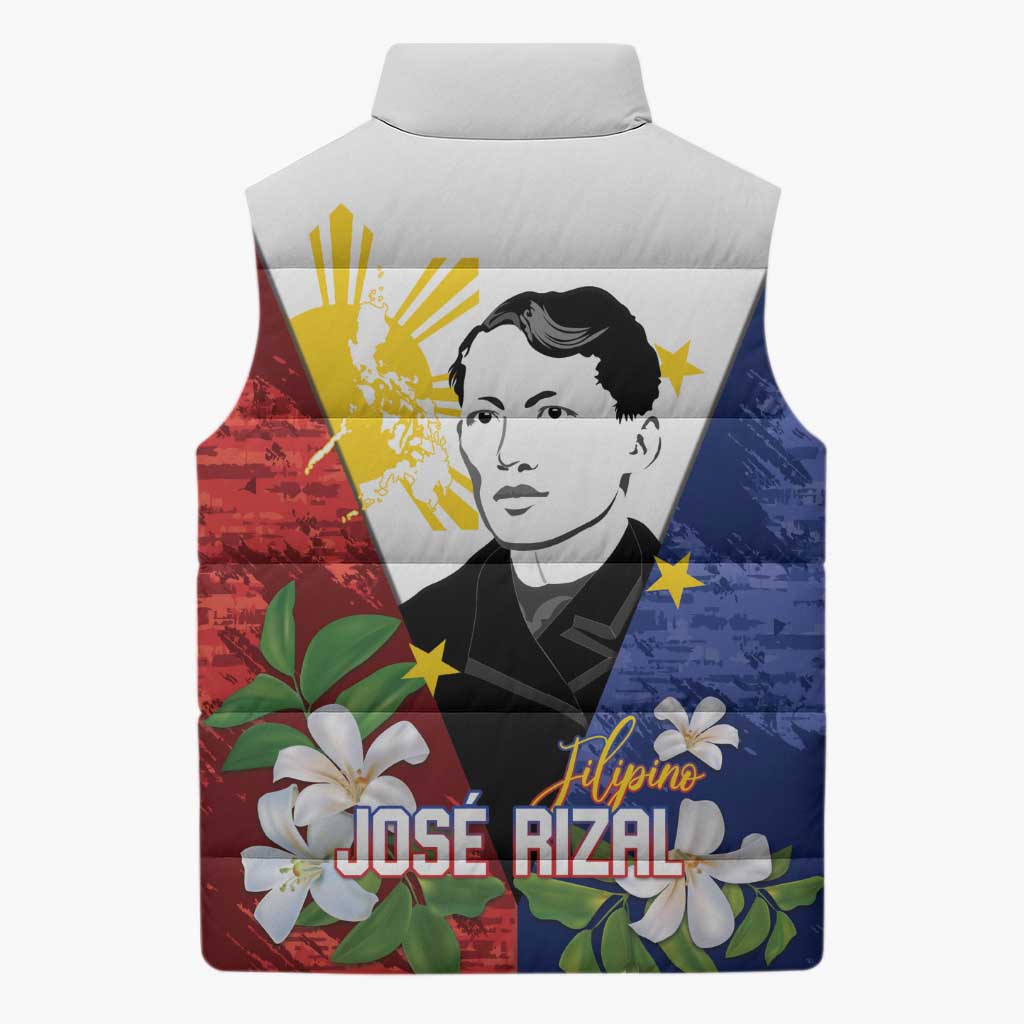 Philippines Rizal Day Sleeveless Puffer Jacket Filipino Sampaguita Grunge Style - Polynesian Pride