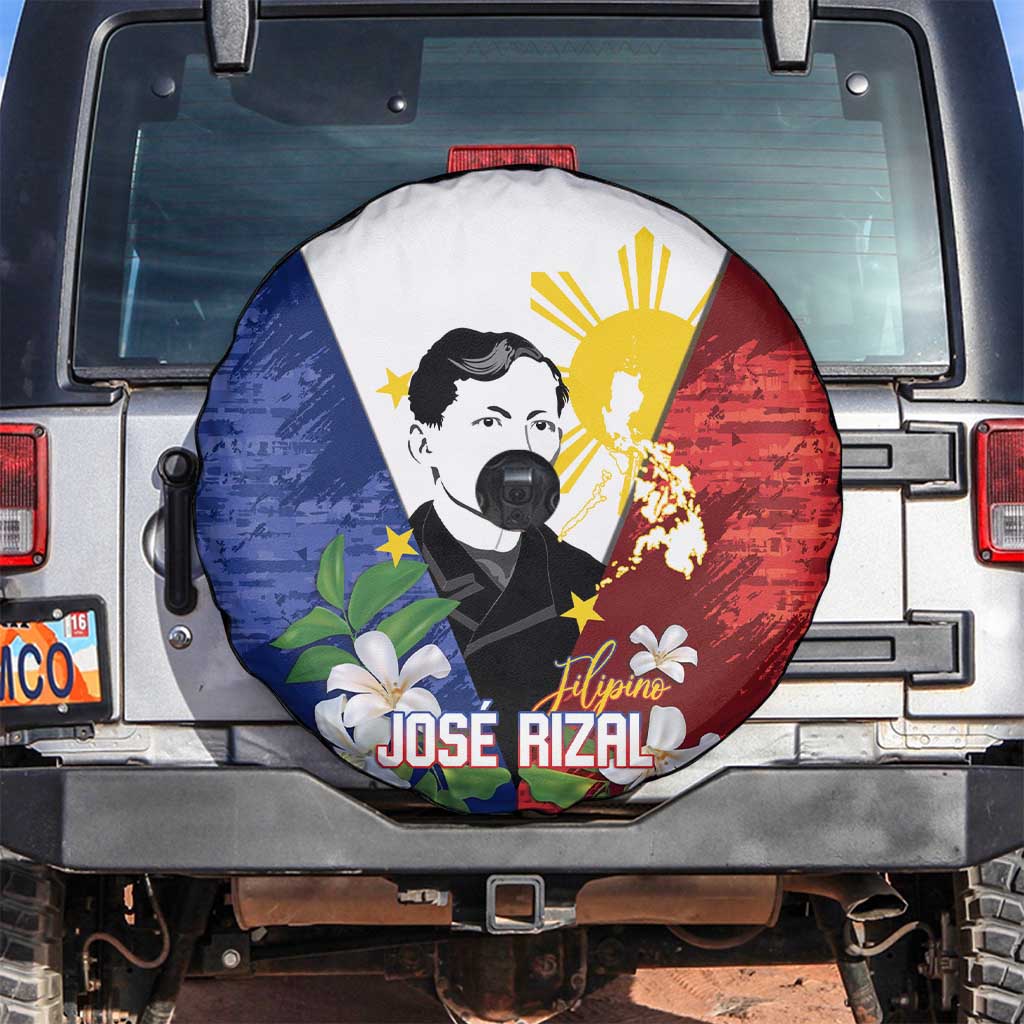 Philippines Rizal Day Spare Tire Cover Filipino Sampaguita Grunge Style LT14 Blue - Polynesian Pride