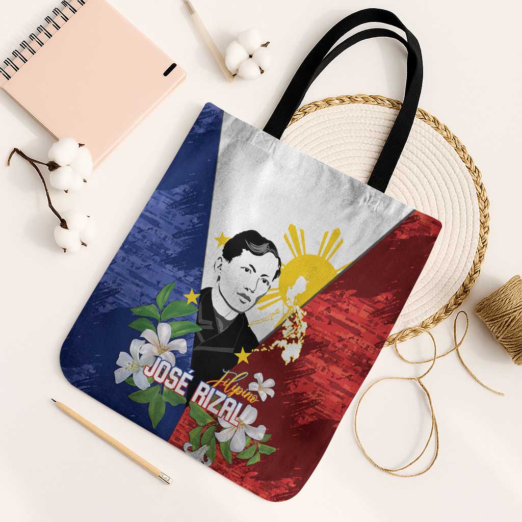 Philippines Rizal Day Tote Bag Filipino Sampaguita Grunge Style LT14 Black Strap One Size Blue - Polynesian Pride