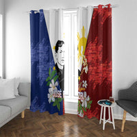 Philippines Rizal Day Window Curtain Filipino Sampaguita Grunge Style - Polynesian Pride