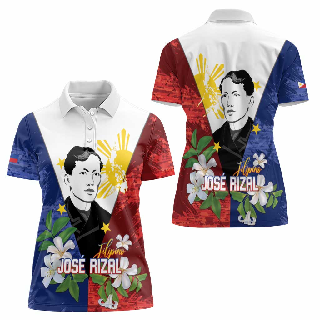 Philippines Rizal Day Women Polo Shirt Filipino Sampaguita Grunge Style - Polynesian Pride