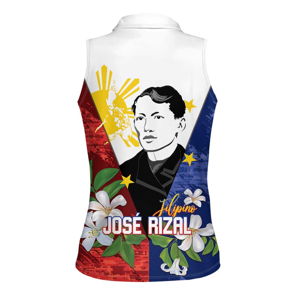 Philippines Rizal Day Women Sleeveless Polo Shirt Filipino Sampaguita Grunge Style - Polynesian Pride