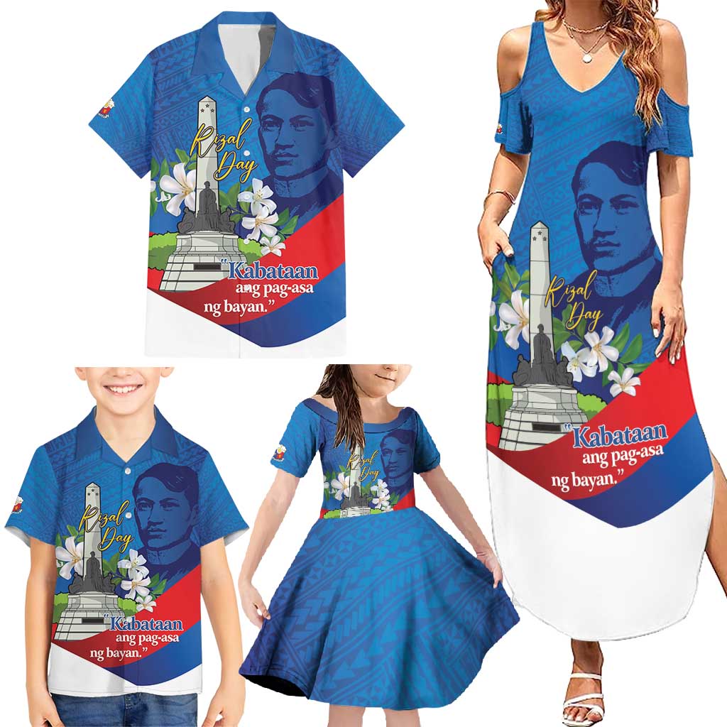 Philippines Rizal Day Family Matching Summer Maxi Dress and Hawaiian Shirt Filipino Motto Stella Polynesian Pattern - Polynesian Pride