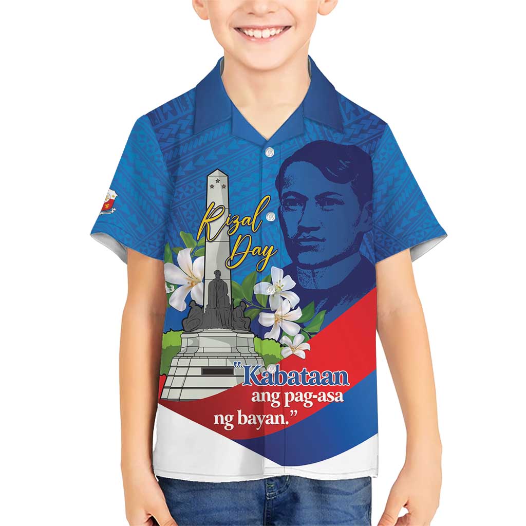 Philippines Rizal Day Kid Hawaiian Shirt Filipino Motto Stella Polynesian Pattern LT14 Kid Blue - Polynesian Pride