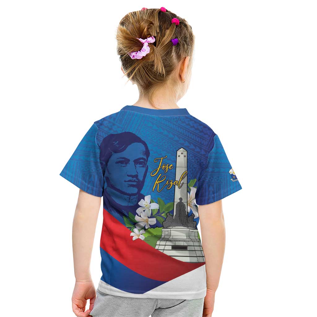 Philippines Rizal Day Kid T Shirt Filipino Motto Stella Polynesian Pattern - Polynesian Pride
