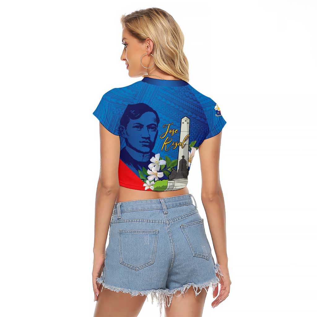 Philippines Rizal Day Raglan Cropped T Shirt Filipino Motto Stella Polynesian Pattern - Polynesian Pride