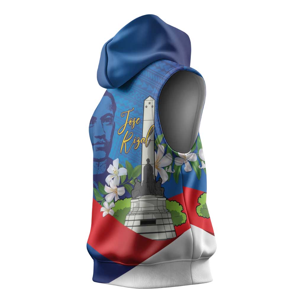 Philippines Rizal Day Sleeveless Hoodie Filipino Motto Stella Polynesian Pattern - Polynesian Pride