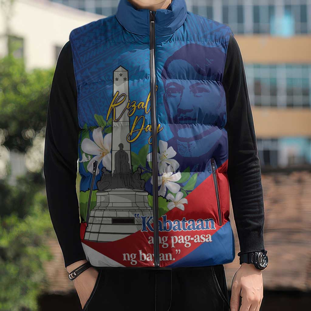 Philippines Rizal Day Sleeveless Puffer Jacket Filipino Motto Stella Polynesian Pattern - Polynesian Pride