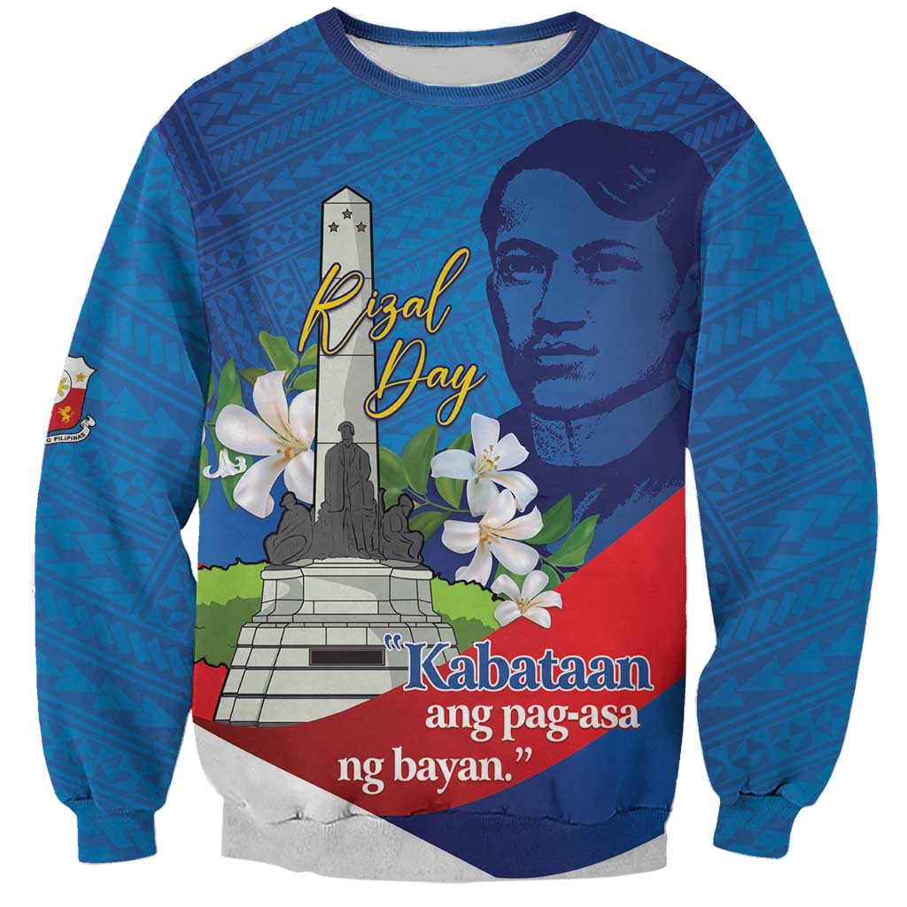 Philippines Rizal Day Sweatshirt Filipino Motto Stella Polynesian Pattern LT14 Unisex Blue - Polynesian Pride