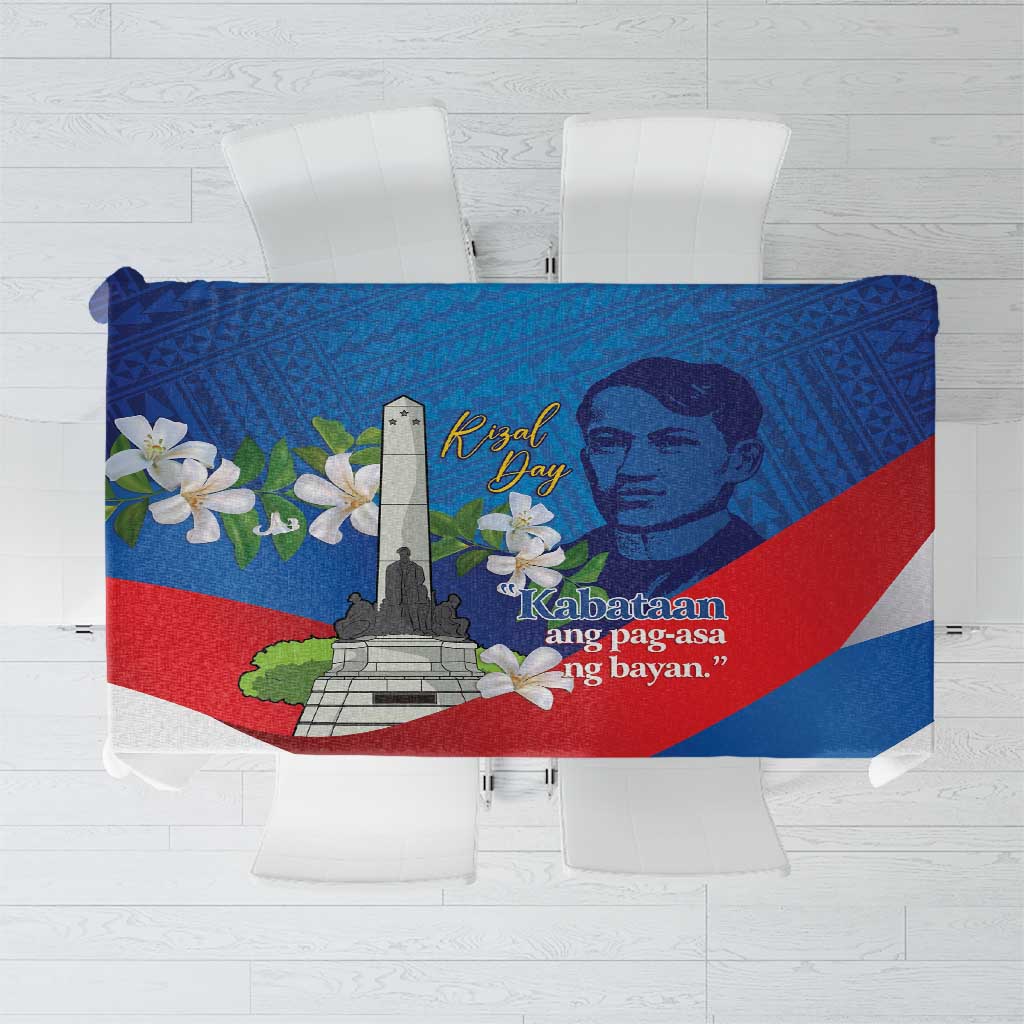 Philippines Rizal Day Tablecloth Filipino Motto Stella Polynesian Pattern - Polynesian Pride