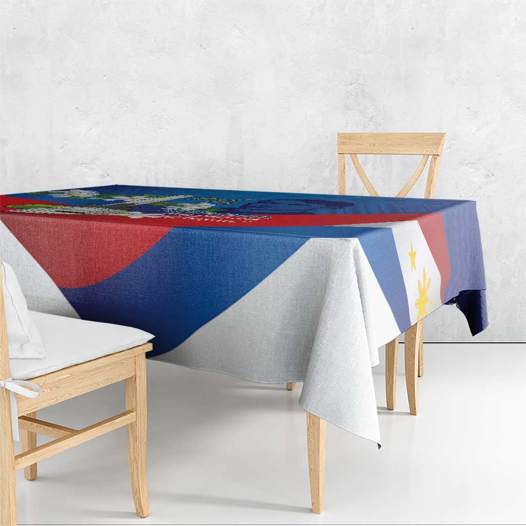 Philippines Rizal Day Tablecloth Filipino Motto Stella Polynesian Pattern - Polynesian Pride