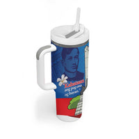 Philippines Rizal Day Tumbler With Handle Filipino Motto Stella Polynesian Pattern - Polynesian Pride