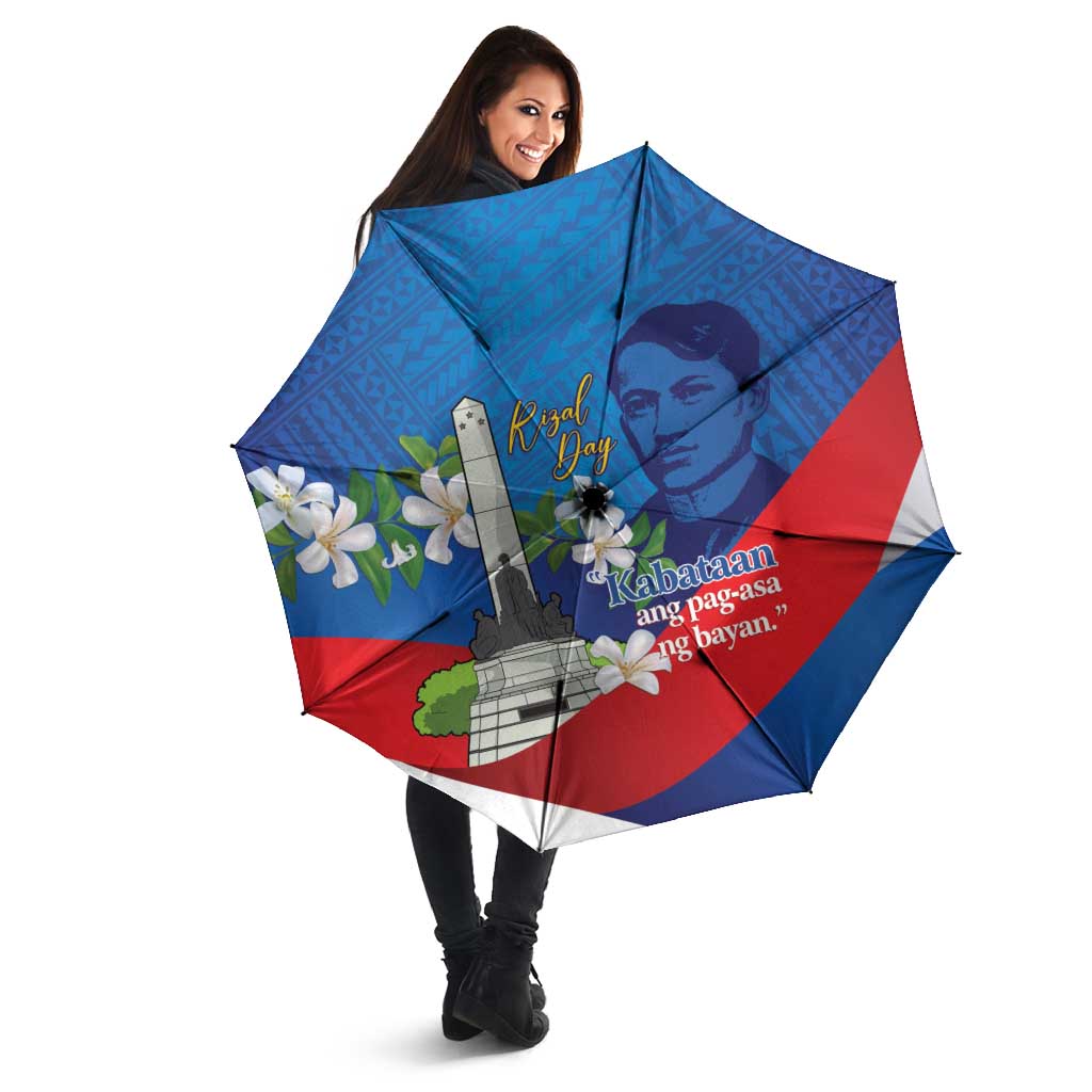 Philippines Rizal Day Umbrella Filipino Motto Stella Polynesian Pattern - Polynesian Pride