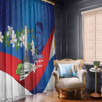 Philippines Rizal Day Window Curtain Filipino Motto Stella Polynesian Pattern - Polynesian Pride