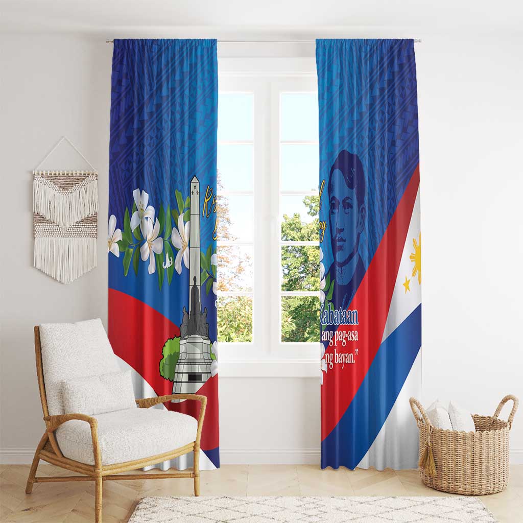 Philippines Rizal Day Window Curtain Filipino Motto Stella Polynesian Pattern - Polynesian Pride