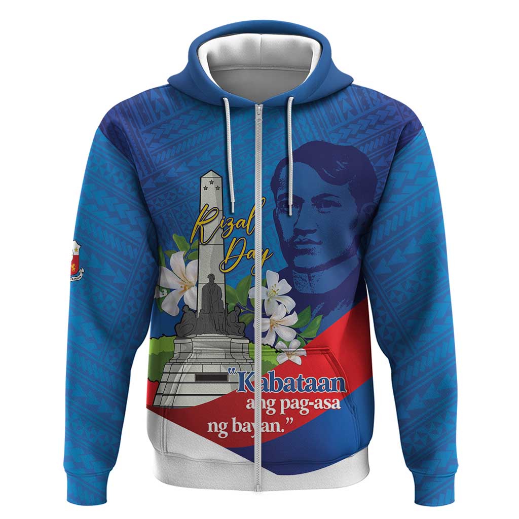 Philippines Rizal Day Zip Hoodie Filipino Motto Stella Polynesian Pattern LT14 Zip Hoodie Blue - Polynesian Pride
