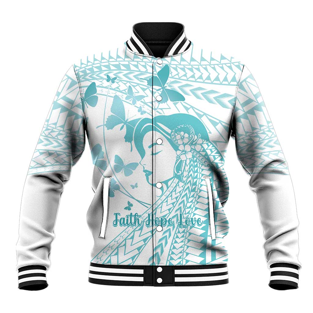 Polynesia Cervical Cancer Awareness Month Baseball Jacket Polynesian Women Faith Hope Love!