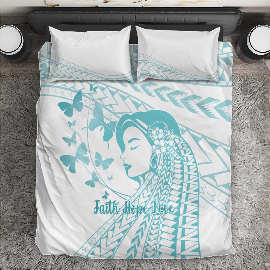 Polynesia Cervical Cancer Awareness Month Bedding Set Polynesian Women Faith Hope Love! LT14 White - Polynesian Pride