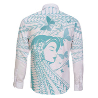 Polynesia Cervical Cancer Awareness Month Family Matching Off The Shoulder Long Sleeve Dress and Hawaiian Shirt Polynesian Women Faith Hope Love!