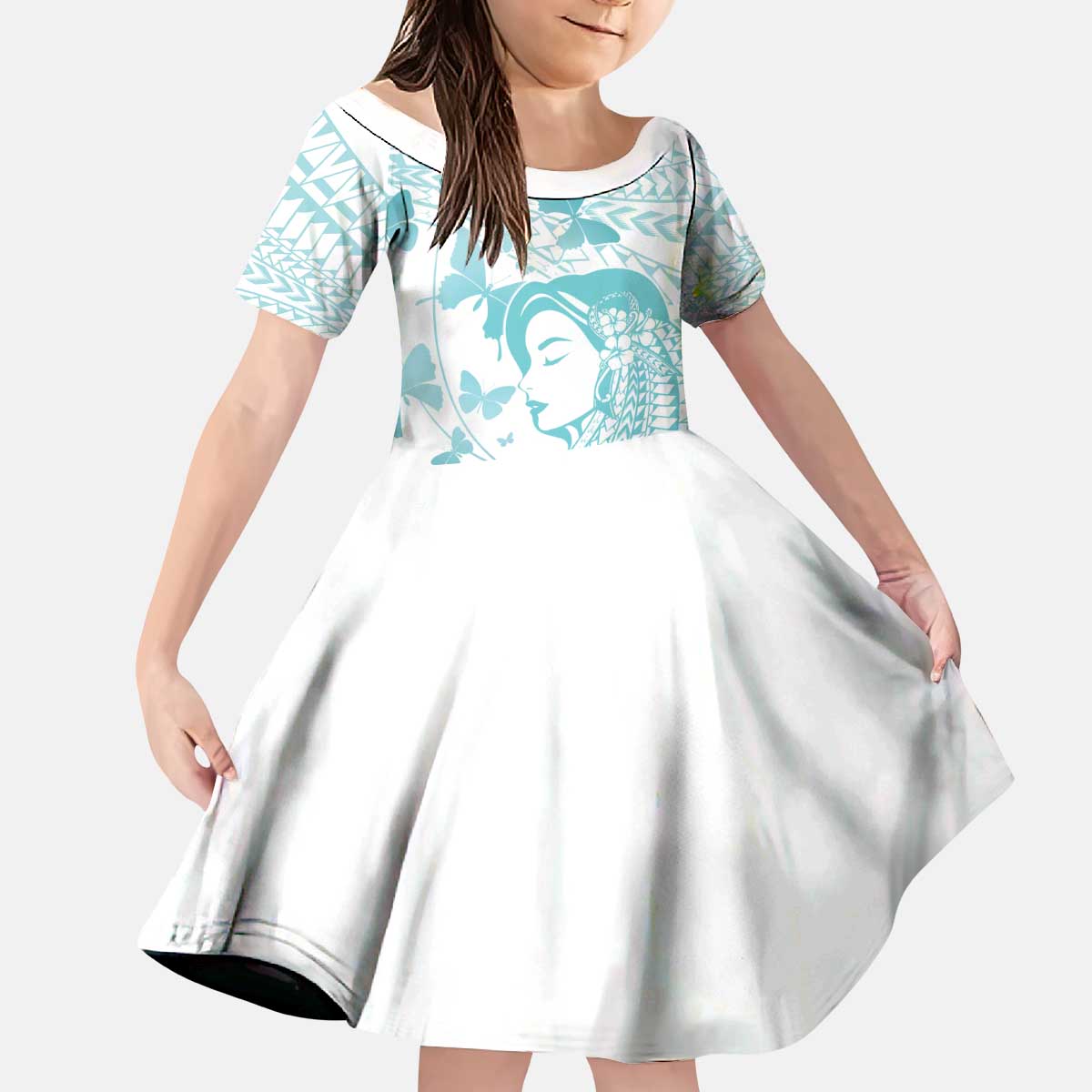 Polynesia Cervical Cancer Awareness Month Kid Short Sleeve Dress Polynesian Women Faith Hope Love! LT14 KID White - Polynesian Pride