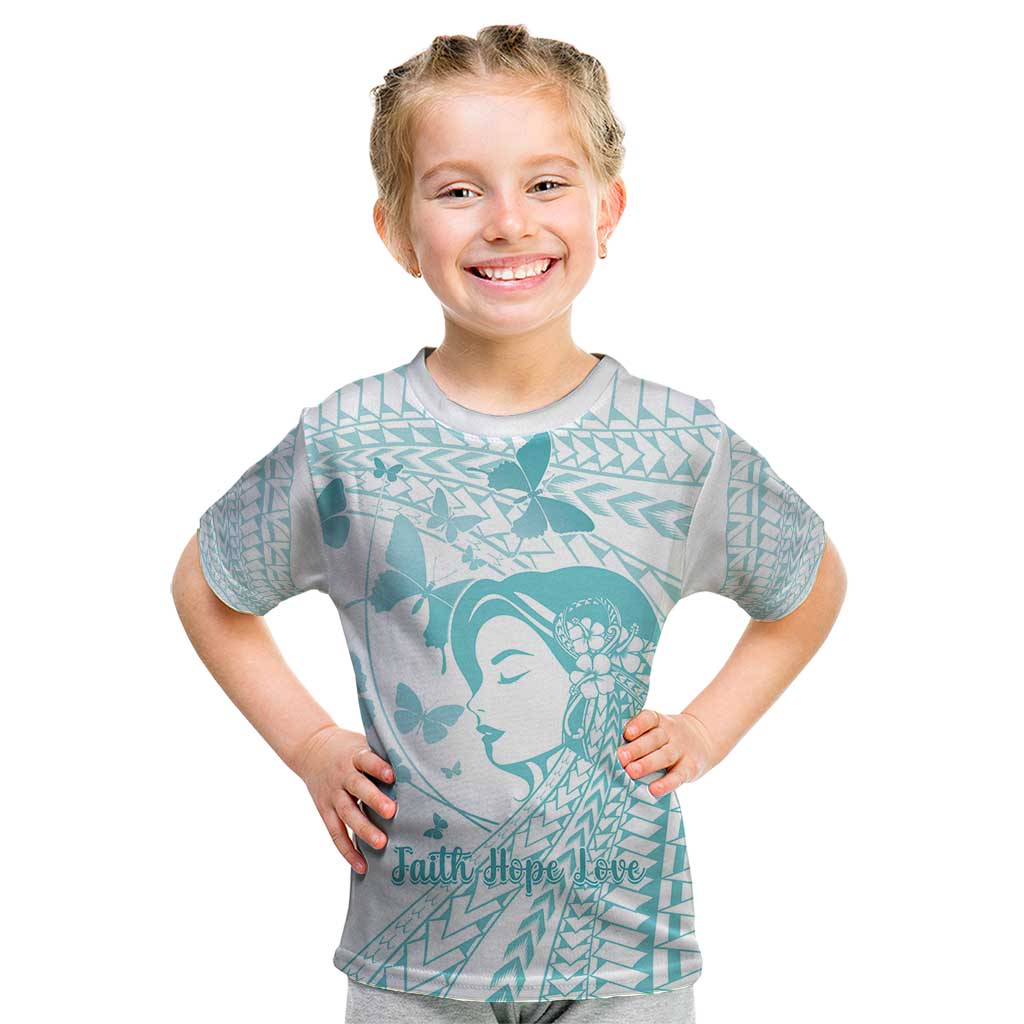 Polynesia Cervical Cancer Awareness Month Kid T Shirt Polynesian Women Faith Hope Love! LT14 White - Polynesian Pride