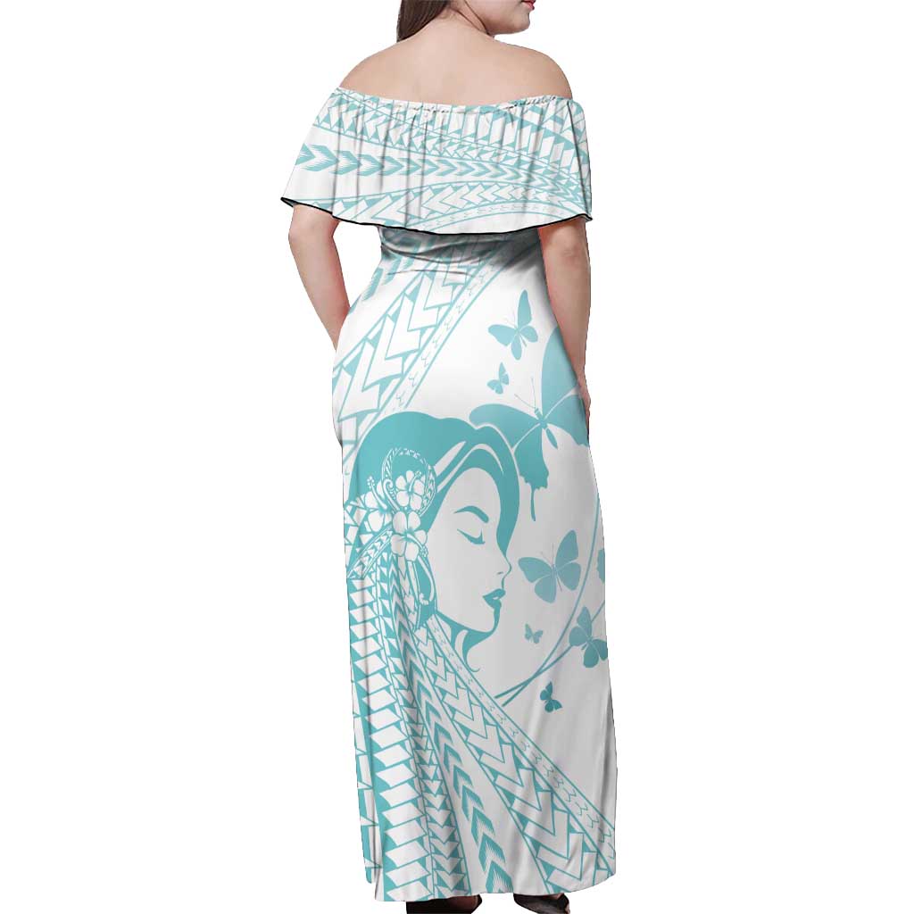 Polynesia Cervical Cancer Awareness Month Off Shoulder Maxi Dress Polynesian Women Faith Hope Love!