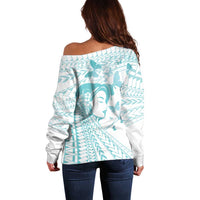 Polynesia Cervical Cancer Awareness Month Off Shoulder Sweater Polynesian Women Faith Hope Love!