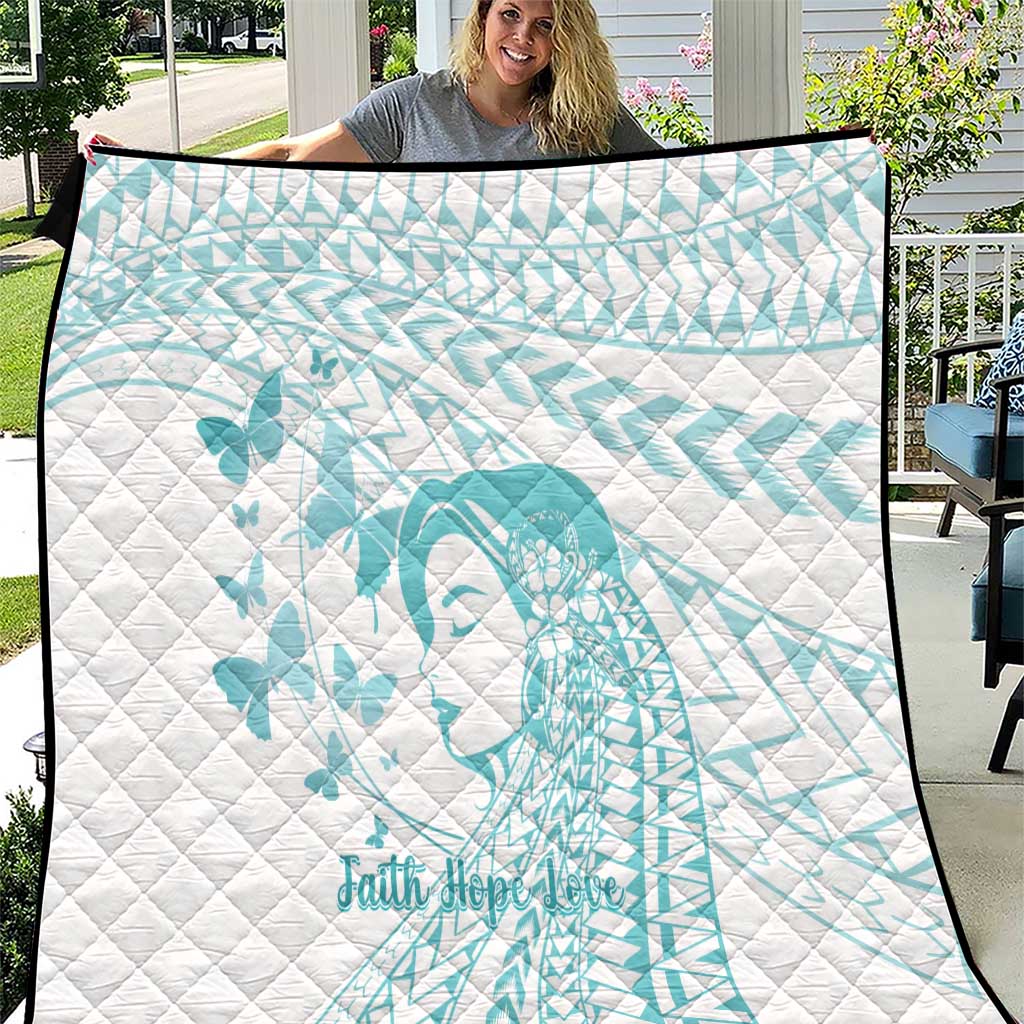 Polynesia Cervical Cancer Awareness Month Quilt Polynesian Women Faith Hope Love! LT14 White - Polynesian Pride