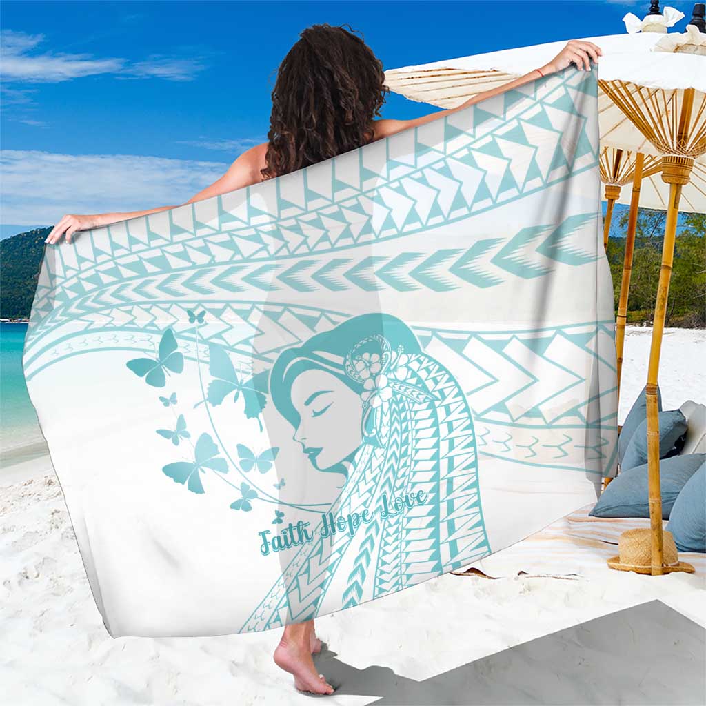Polynesia Cervical Cancer Awareness Month Sarong Polynesian Women Faith Hope Love! LT14 One Size 44 x 66 inches White - Polynesian Pride