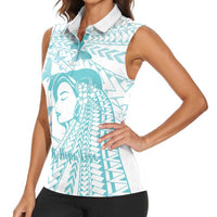 Polynesia Cervical Cancer Awareness Month Women Sleeveless Polo Shirt Polynesian Women Faith Hope Love!