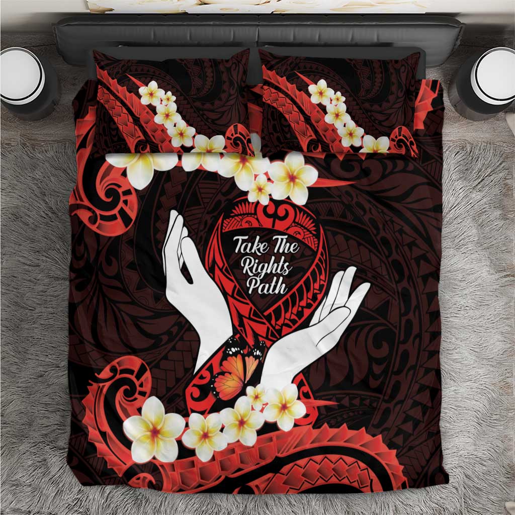 Polynesia AIDS Awareness Month Bedding Set Take The Rights Path Polynesian Pattern LT14 Red - Polynesian Pride