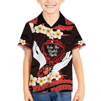 Polynesia AIDS Awareness Month Family Matching Puletasi and Hawaiian Shirt Take The Rights Path Polynesian Pattern