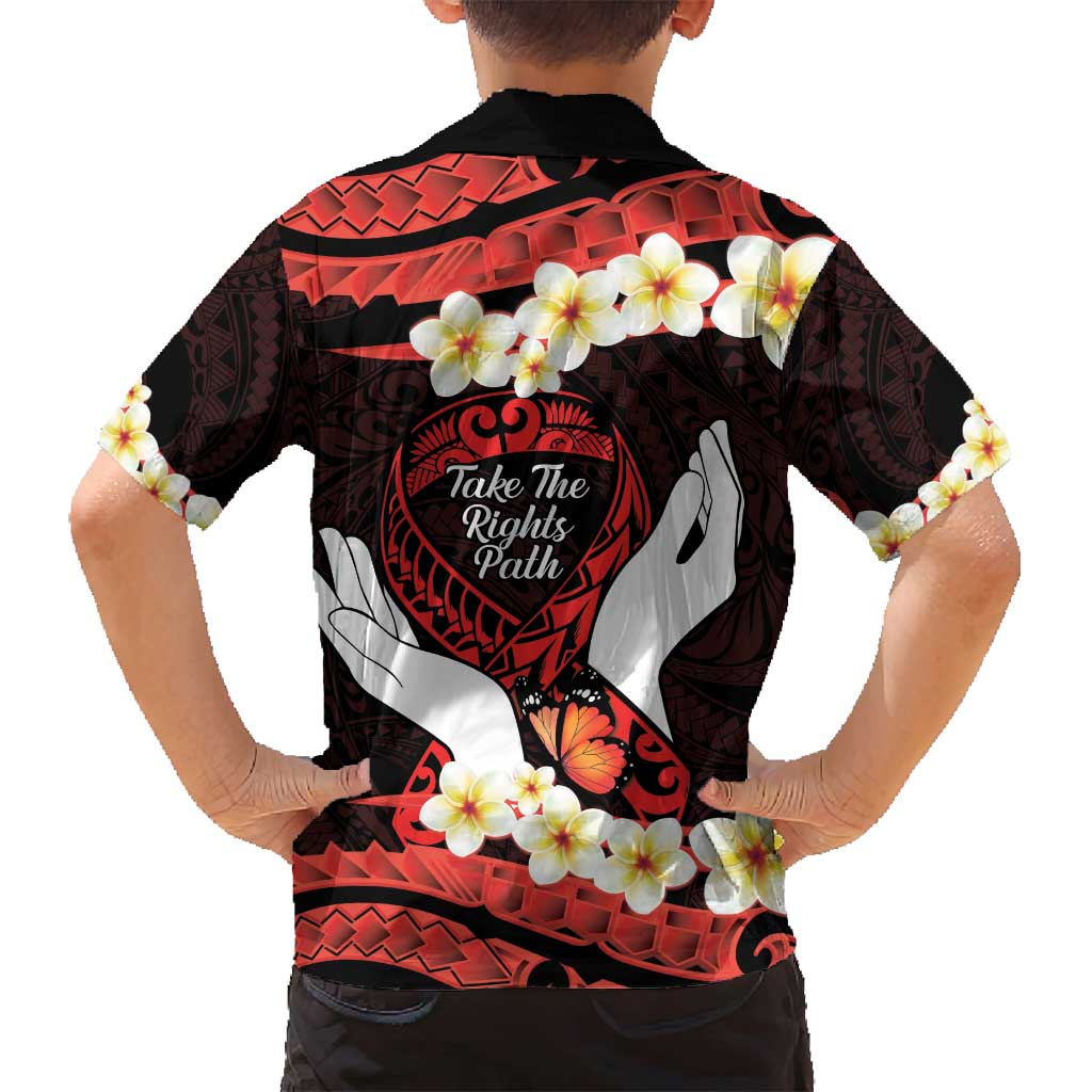 Polynesia AIDS Awareness Month Family Matching Tank Maxi Dress and Hawaiian Shirt Take The Rights Path Polynesian Pattern