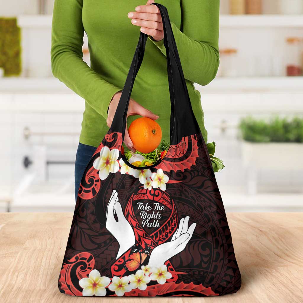 Polynesia AIDS Awareness Month Grocery Bag Take The Rights Path Polynesian Pattern