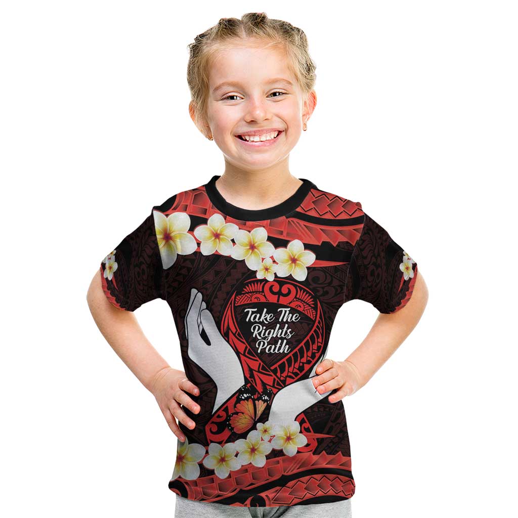 Polynesia AIDS Awareness Month Kid T Shirt Take The Rights Path Polynesian Pattern LT14 Red - Polynesian Pride