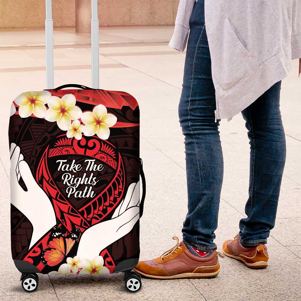 Polynesia AIDS Awareness Month Luggage Cover Take The Rights Path Polynesian Pattern LT14 Red - Polynesian Pride