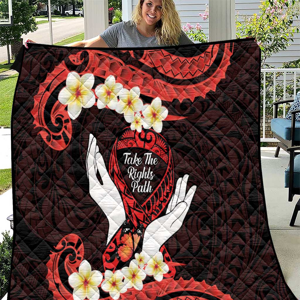 Polynesia AIDS Awareness Month Quilt Take The Rights Path Polynesian Pattern LT14 Red - Polynesian Pride
