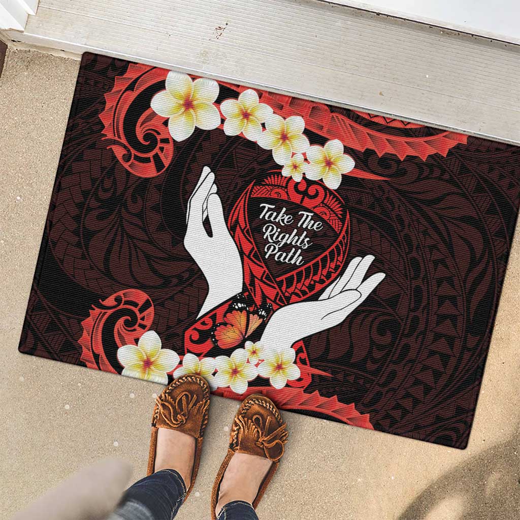 Polynesia AIDS Awareness Month Rubber Doormat Take The Rights Path Polynesian Pattern