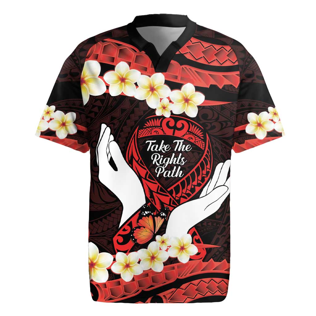Polynesia AIDS Awareness Month Rugby Jersey Take The Rights Path Polynesian Pattern LT14 Red - Polynesian Pride