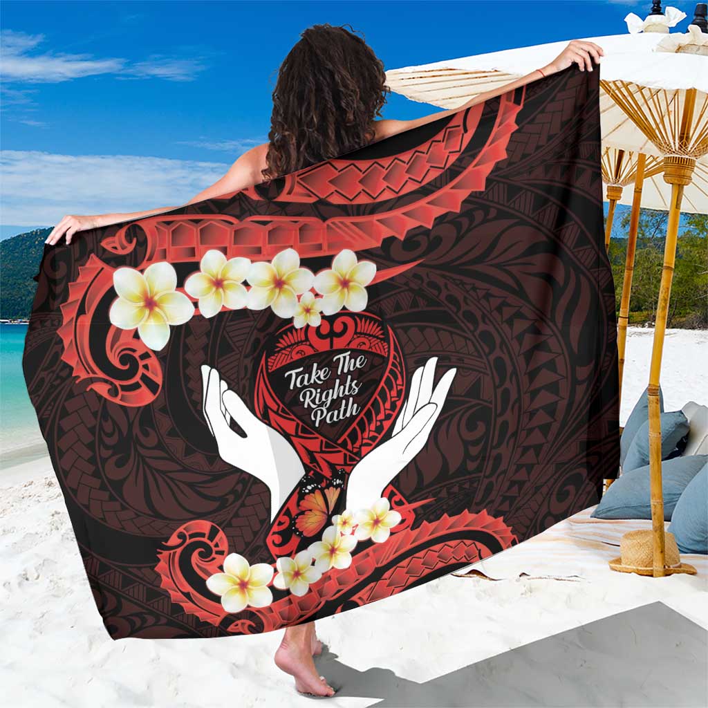 Polynesia AIDS Awareness Month Sarong Take The Rights Path Polynesian Pattern LT14 One Size 44 x 66 inches Red - Polynesian Pride