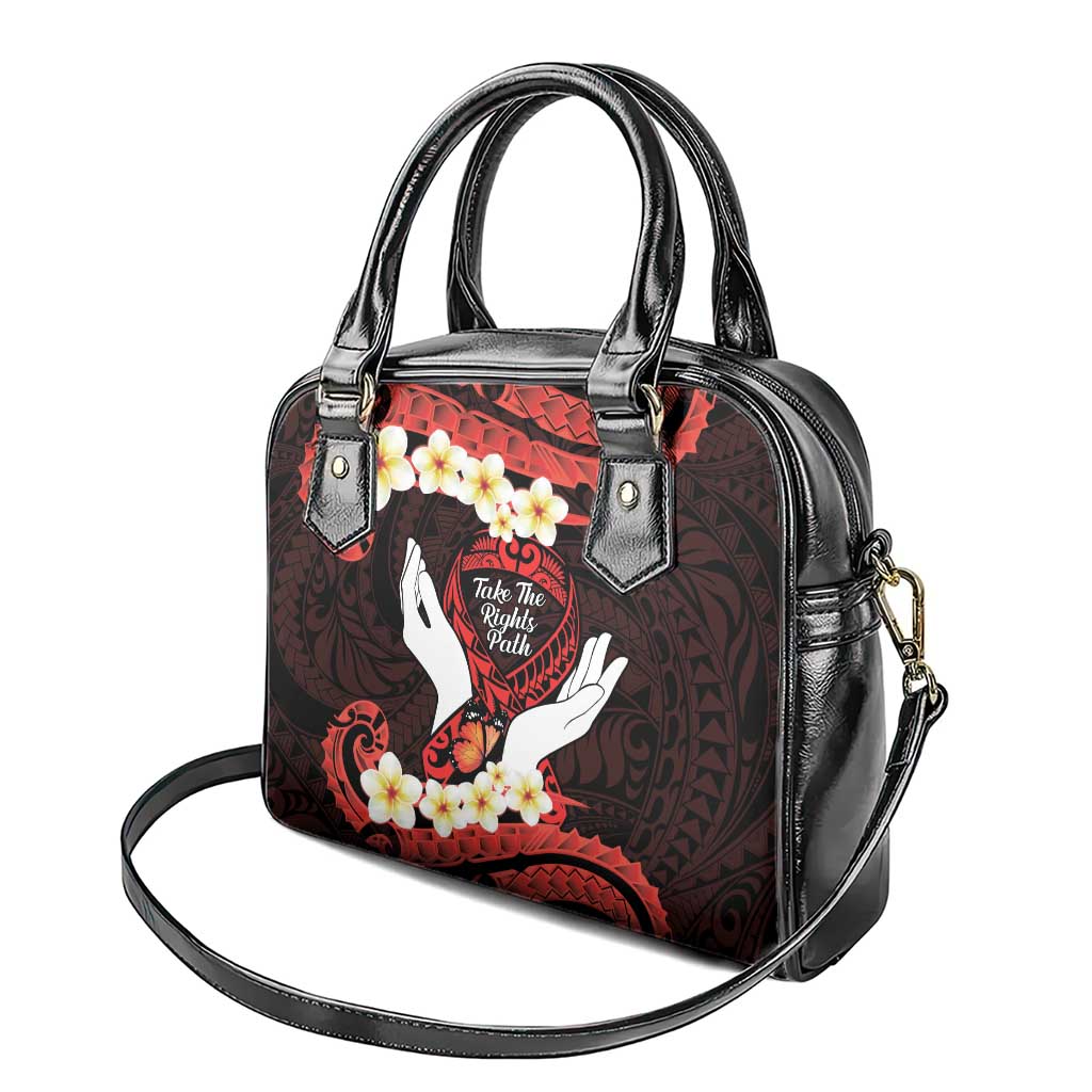 Polynesia AIDS Awareness Month Shoulder Handbag Take The Rights Path Polynesian Pattern