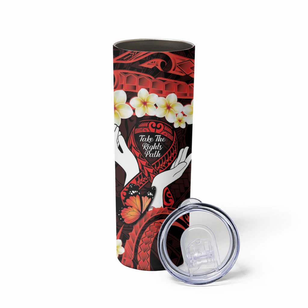 Polynesia AIDS Awareness Month Skinny Tumbler Take The Rights Path Polynesian Pattern