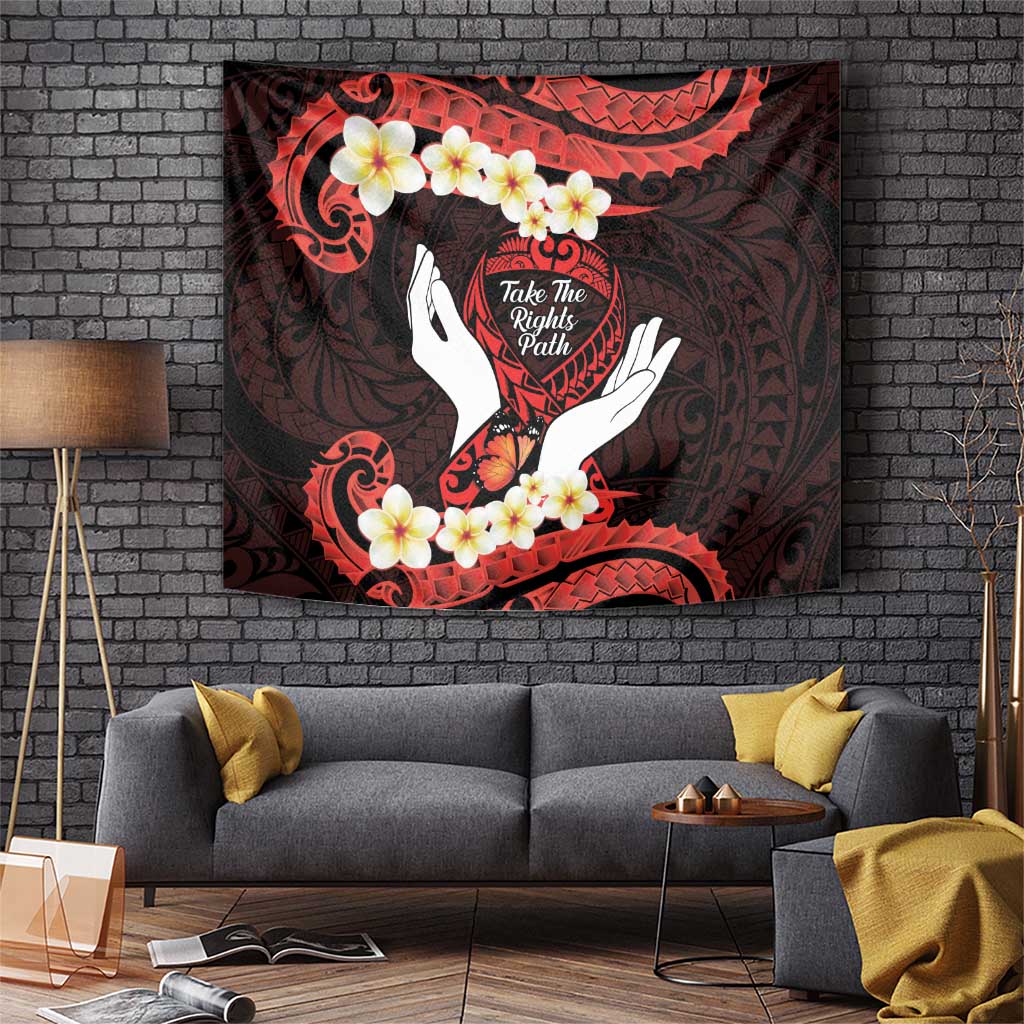 Polynesia AIDS Awareness Month Tapestry Take The Rights Path Polynesian Pattern LT14 Red - Polynesian Pride