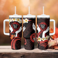 Polynesia AIDS Awareness Month Tumbler With Handle Take The Rights Path Polynesian Pattern
