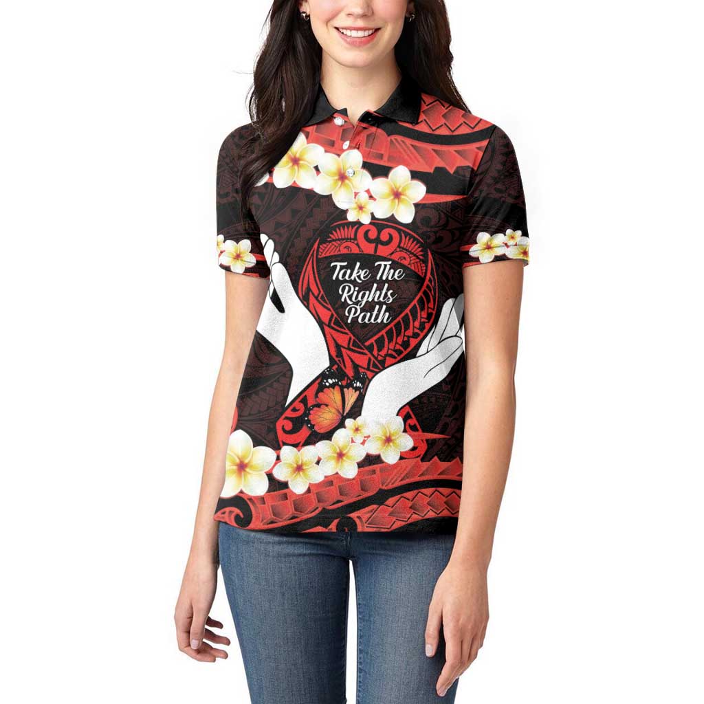 Polynesia AIDS Awareness Month Women Polo Shirt Take The Rights Path Polynesian Pattern LT14 - Polynesian Pride